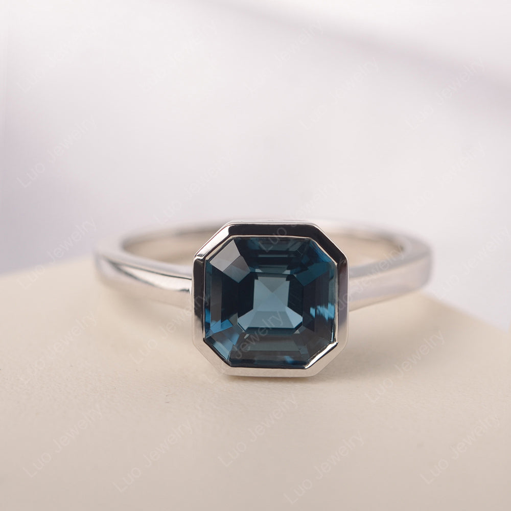 Asscher Cut London Blue Topaz Engagement Rings - LUO Jewelry