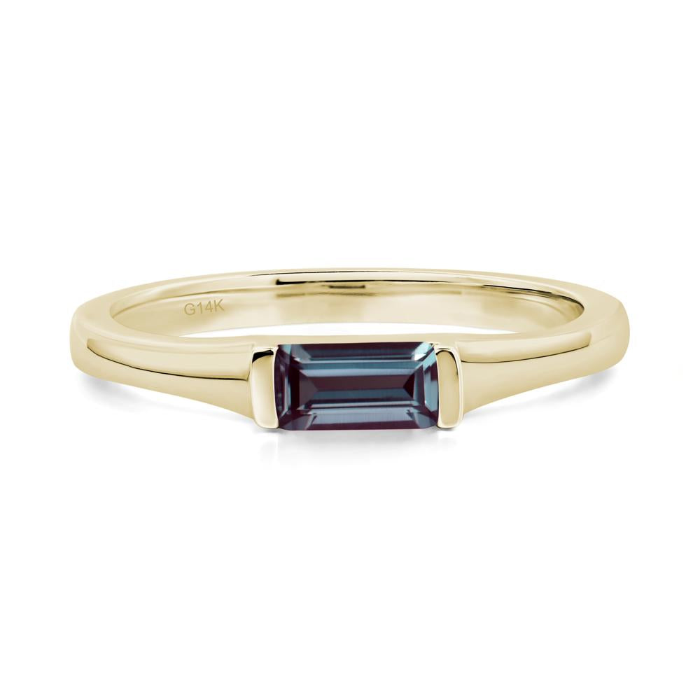Lab Created Alexandrite Band Ring East West Baguette Ring - LUO Jewelry #metal_14k yellow gold