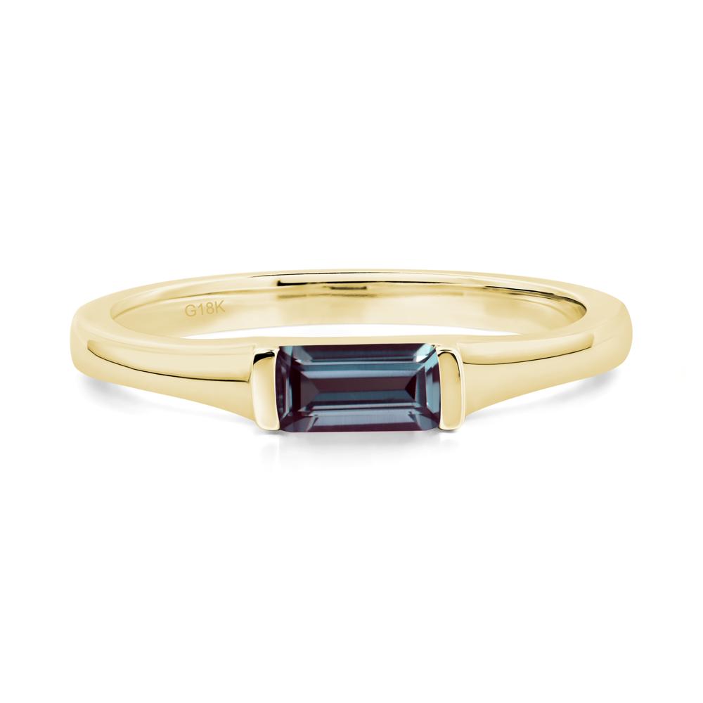 Lab Created Alexandrite Band Ring East West Baguette Ring - LUO Jewelry #metal_18k yellow gold