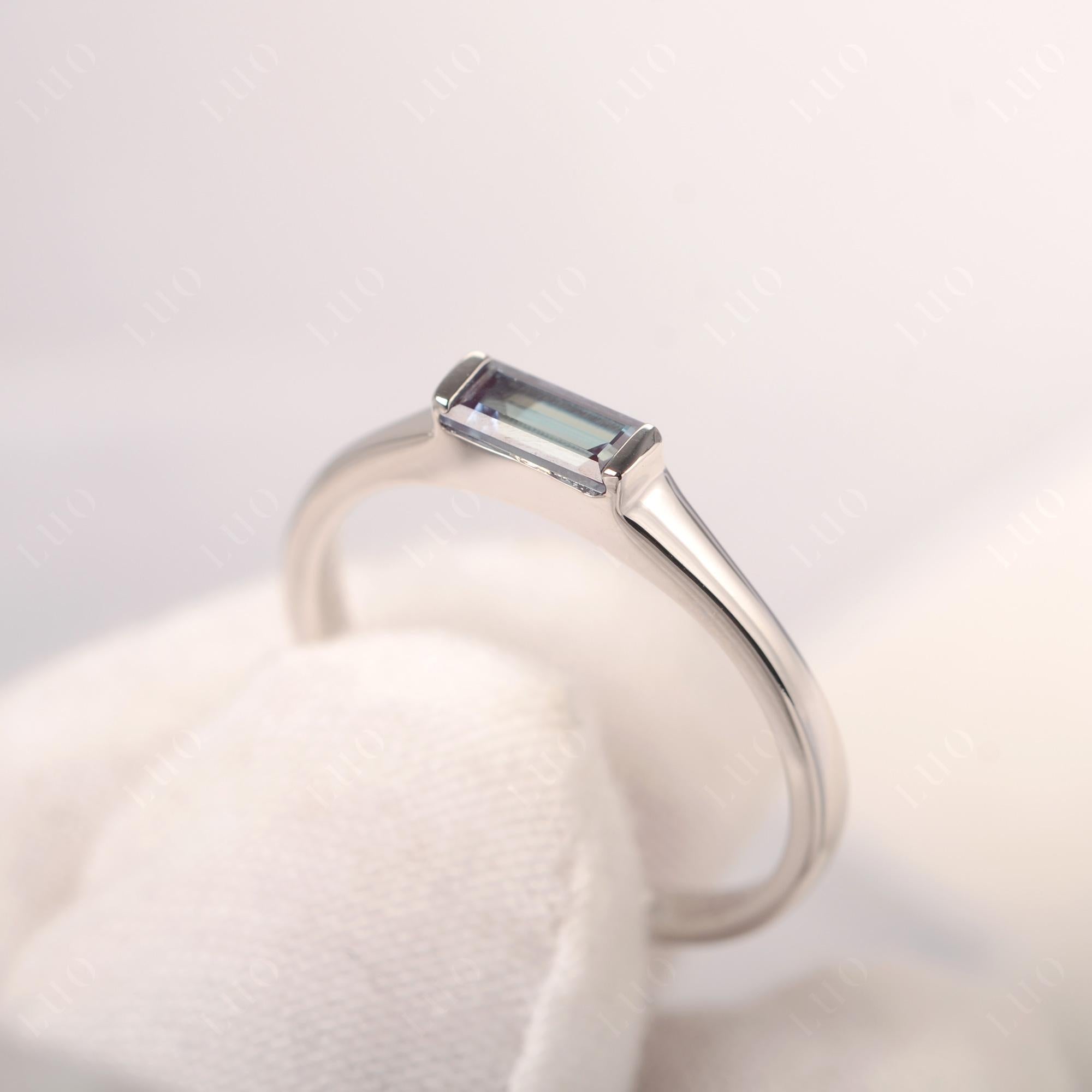 Lab Created Alexandrite Band Ring East West Baguette Ring - LUO Jewelry