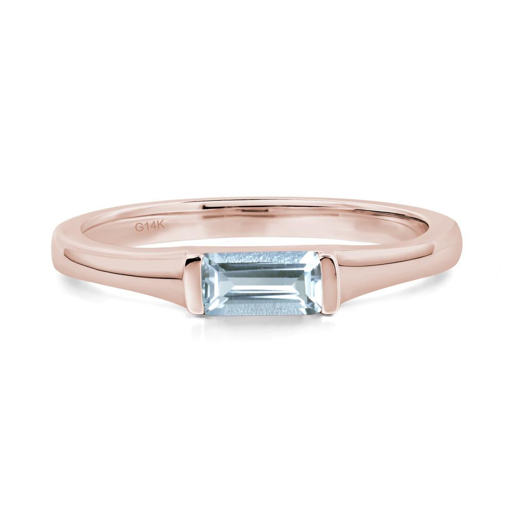 Aquamarine Band Ring East West Baguette Ring - LUO Jewelry #metal_14k rose gold