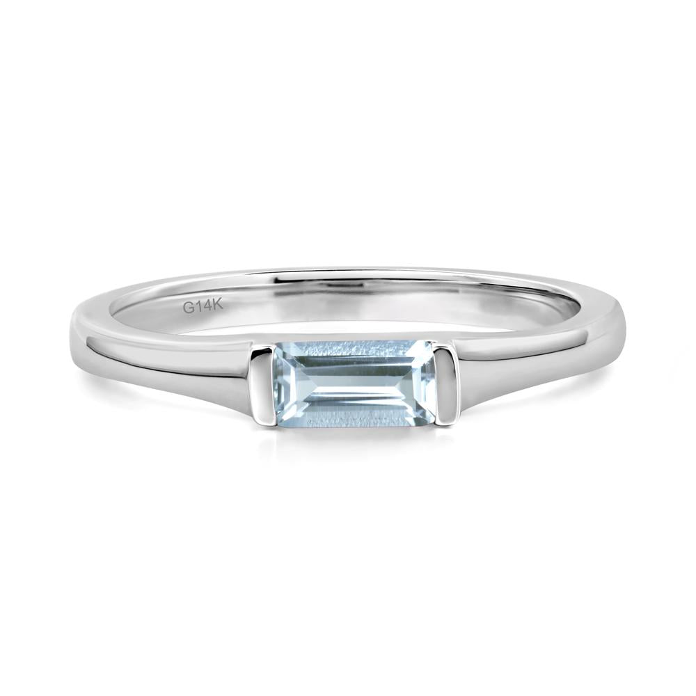 Aquamarine Band Ring East West Baguette Ring - LUO Jewelry #metal_14k white gold