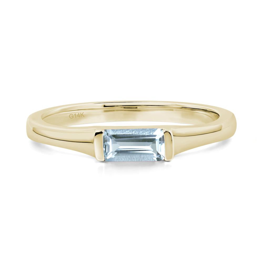 Aquamarine Band Ring East West Baguette Ring - LUO Jewelry #metal_14k yellow gold