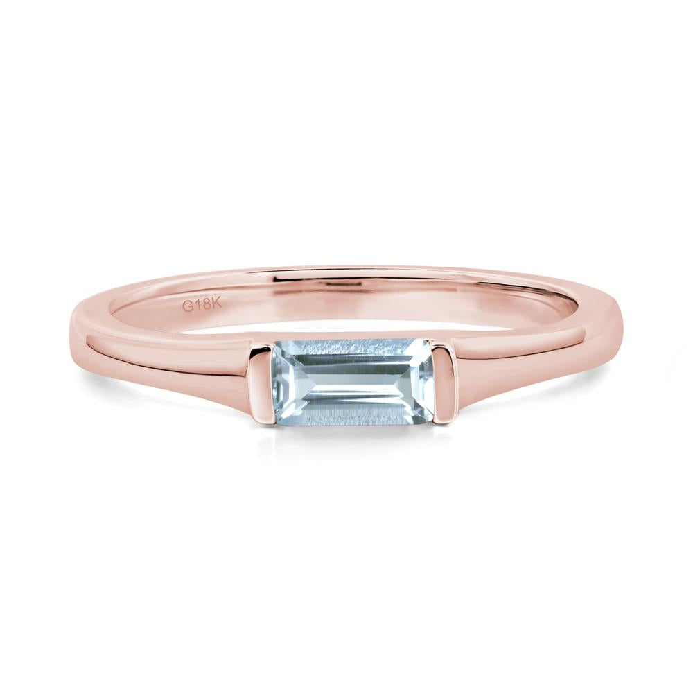 Aquamarine Band Ring East West Baguette Ring - LUO Jewelry #metal_18k rose gold