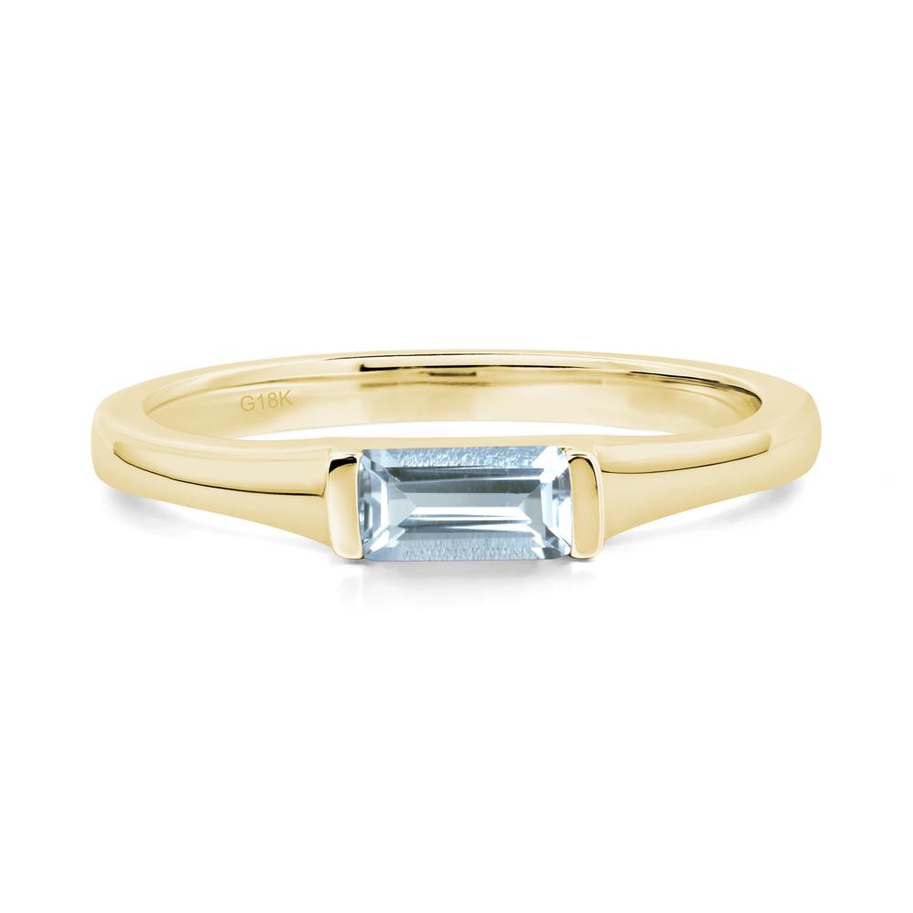 Aquamarine Band Ring East West Baguette Ring - LUO Jewelry #metal_18k yellow gold