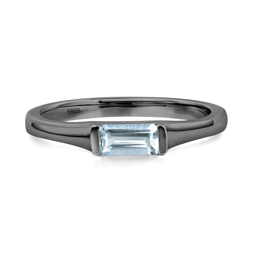 Aquamarine Band Ring East West Baguette Ring - LUO Jewelry #metal_black finish sterling silver
