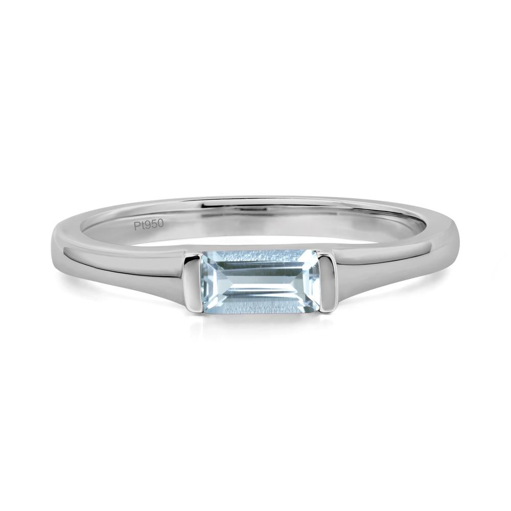 Aquamarine Band Ring East West Baguette Ring - LUO Jewelry #metal_platinum