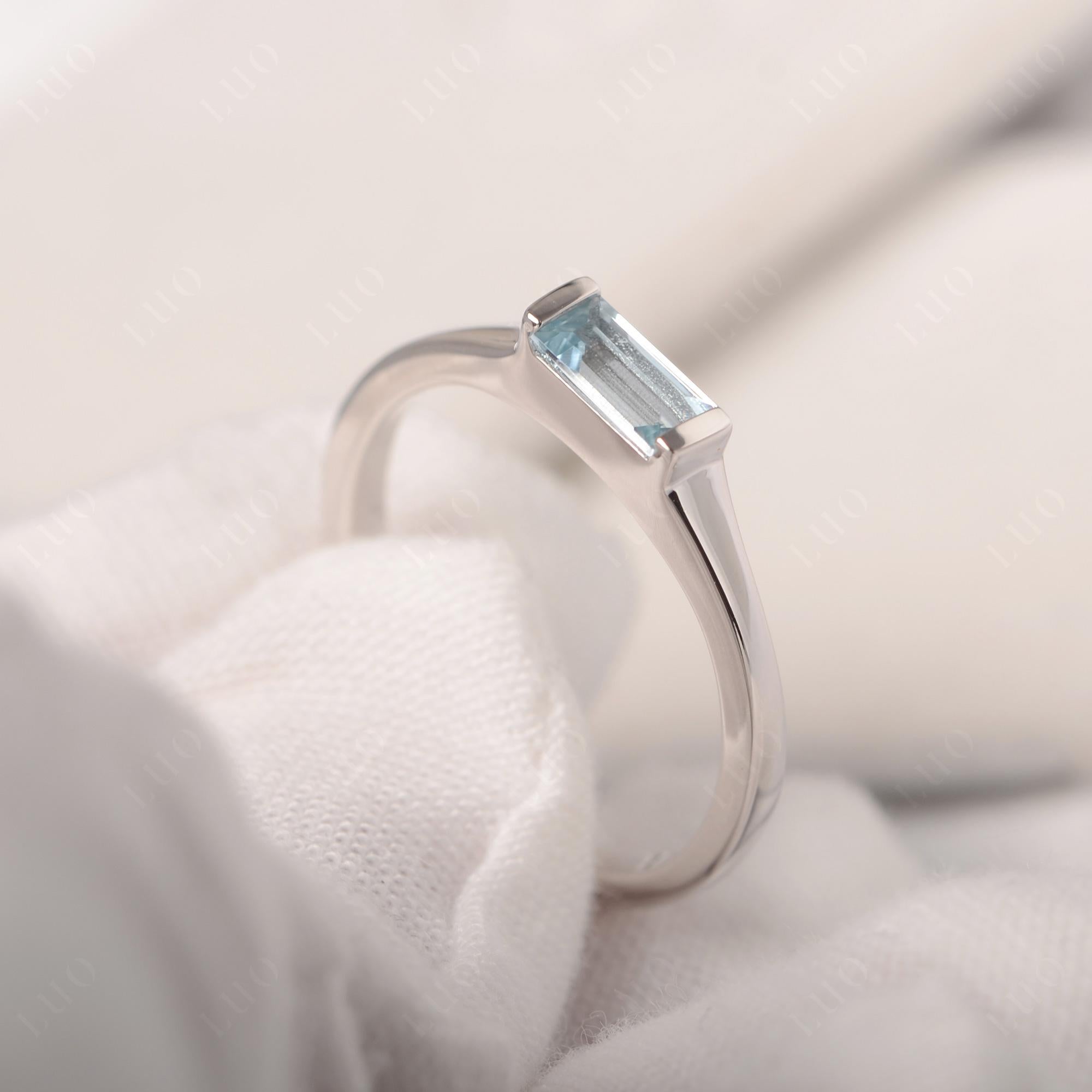 Aquamarine Band Ring East West Baguette Ring - LUO Jewelry
