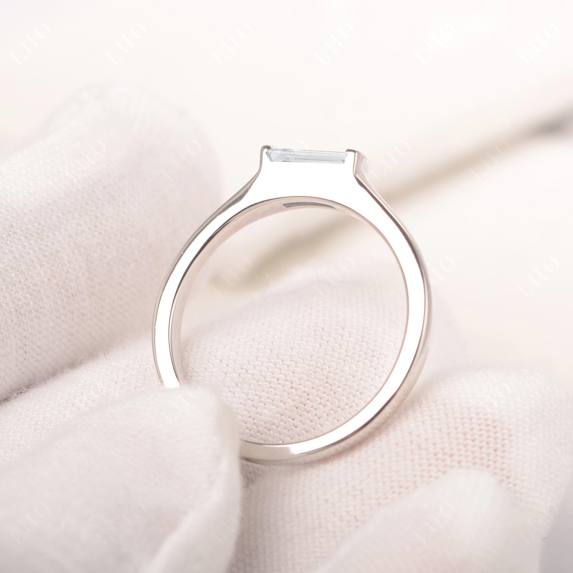 Aquamarine Band Ring East West Baguette Ring - LUO Jewelry