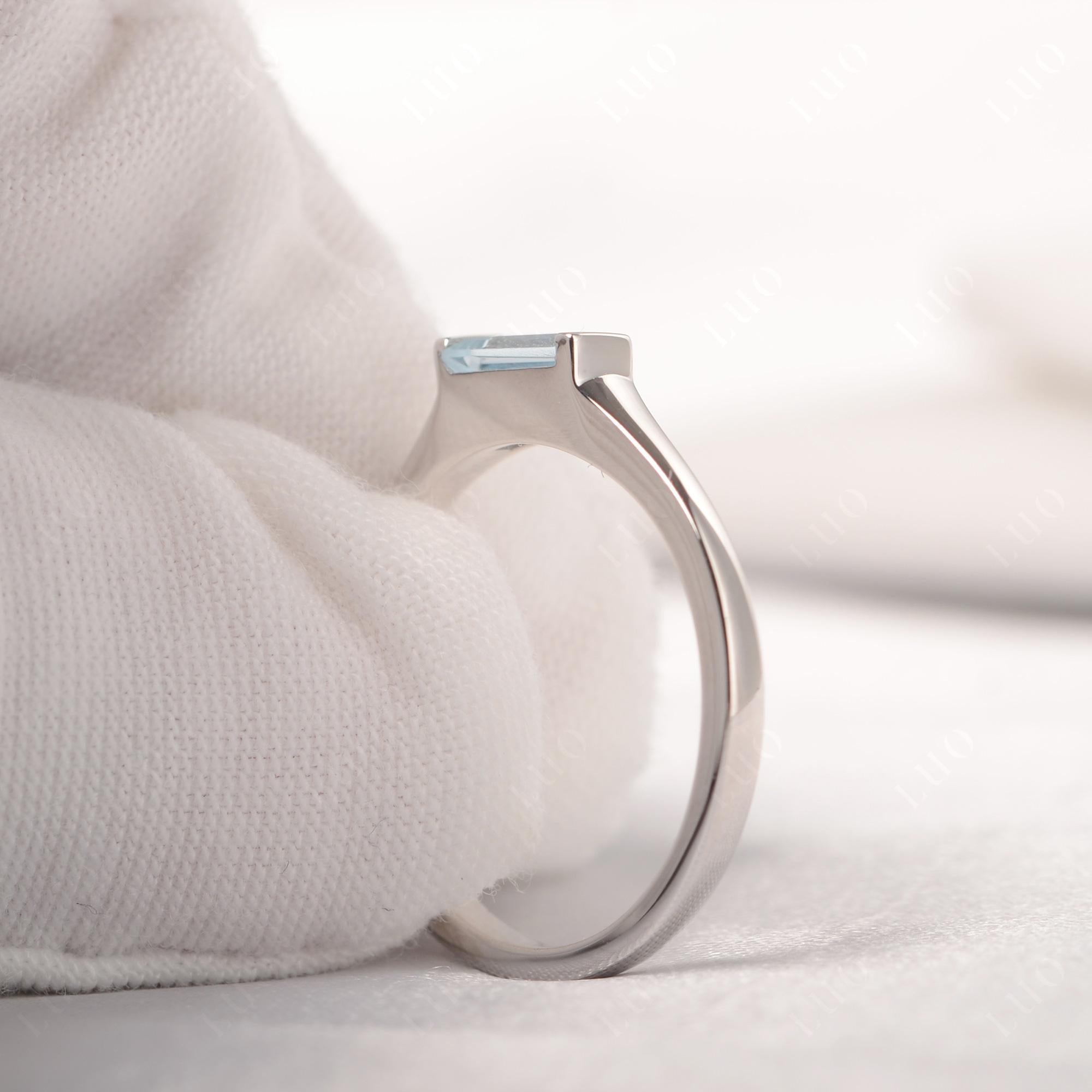 Aquamarine Band Ring East West Baguette Ring - LUO Jewelry