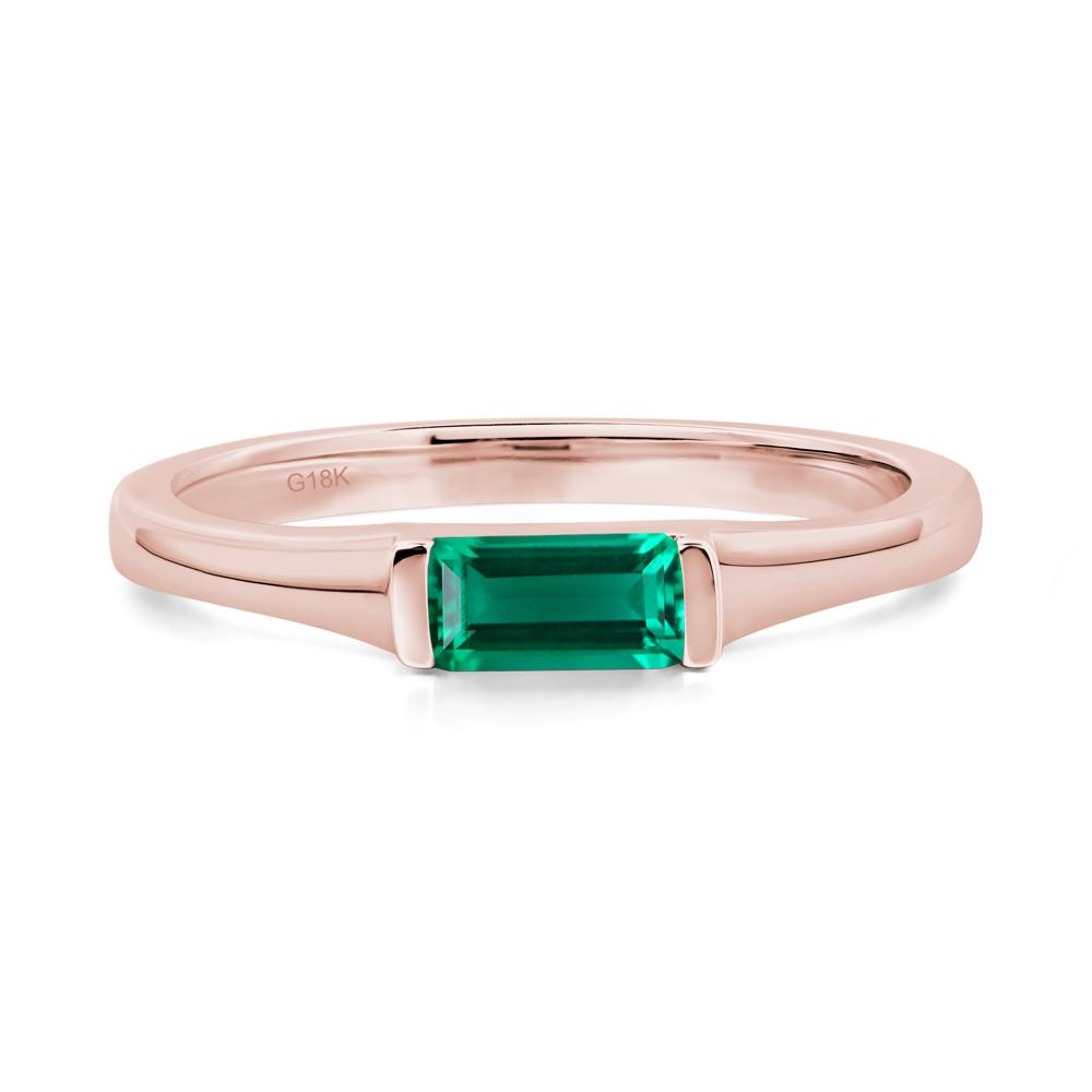 Lab Emerald Band Ring East West Baguette Ring - LUO Jewelry #metal_18k rose gold