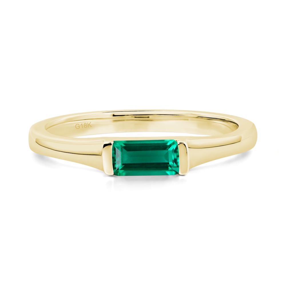 Lab Emerald Band Ring East West Baguette Ring - LUO Jewelry #metal_18k yellow gold