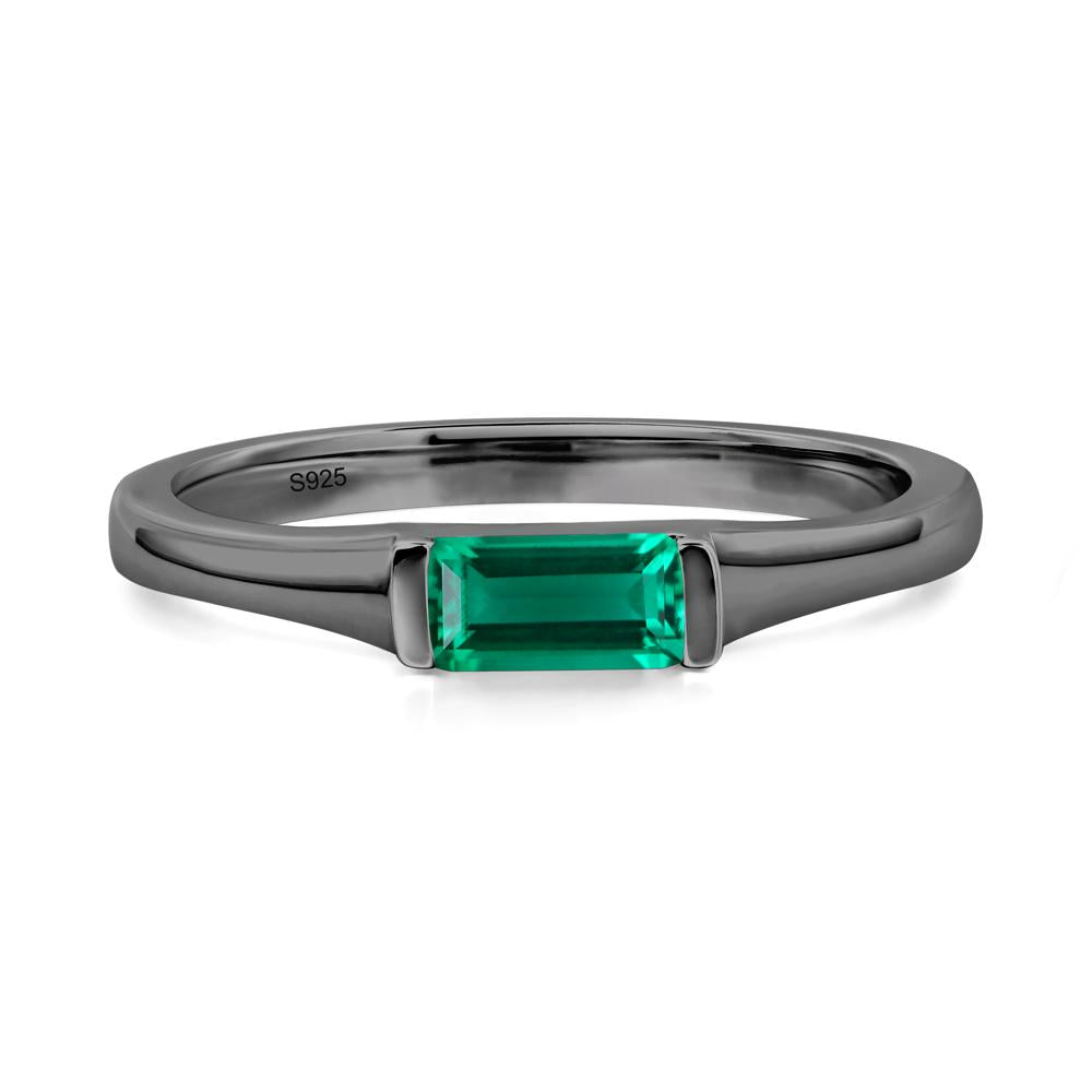 Lab Emerald Band Ring East West Baguette Ring - LUO Jewelry #metal_black finish sterling silver
