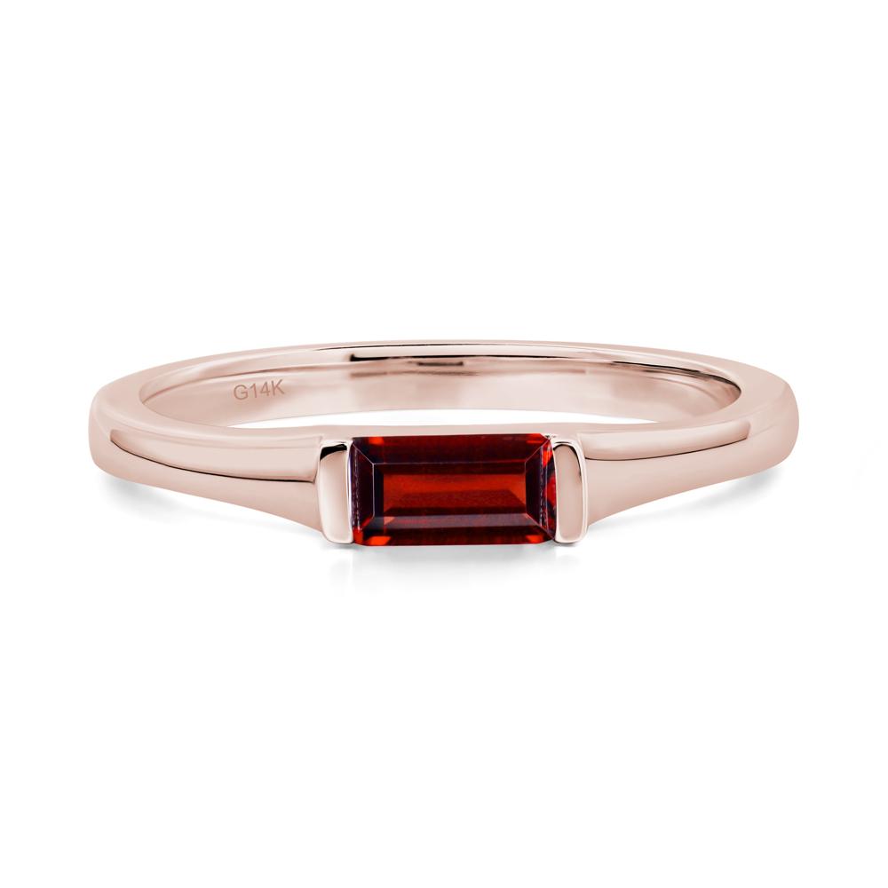 Garnet Band Ring East West Baguette Ring - LUO Jewelry #metal_14k rose gold