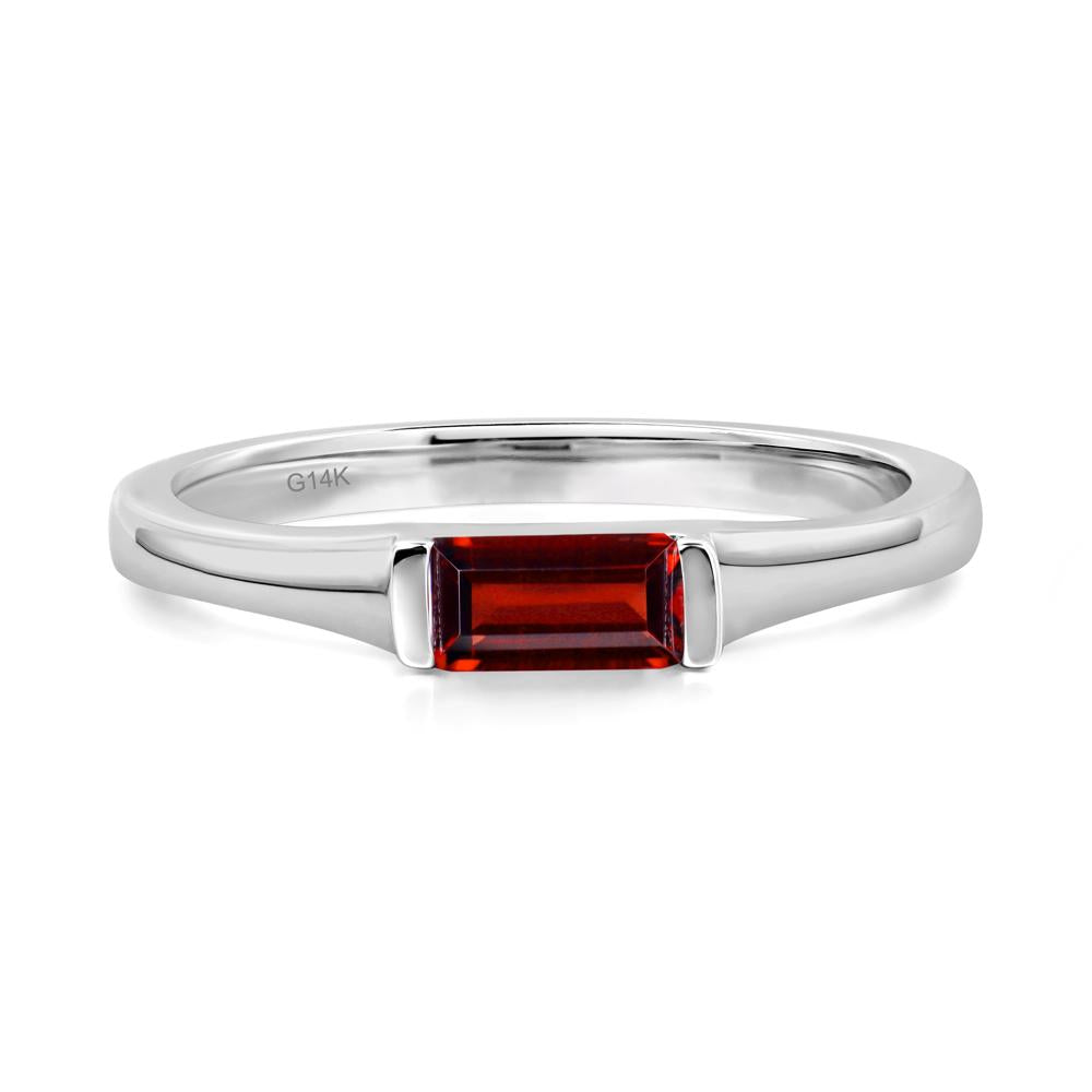 Garnet Band Ring East West Baguette Ring - LUO Jewelry #metal_14k white gold