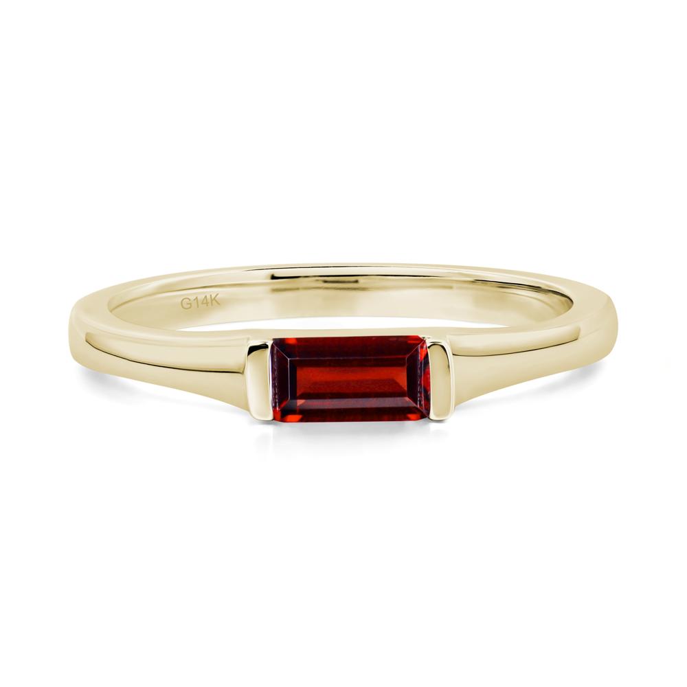 Garnet Band Ring East West Baguette Ring - LUO Jewelry #metal_14k yellow gold