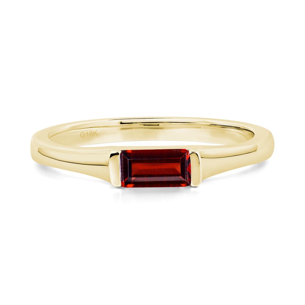 Garnet Band Ring East West Baguette Ring - LUO Jewelry #metal_18k yellow gold