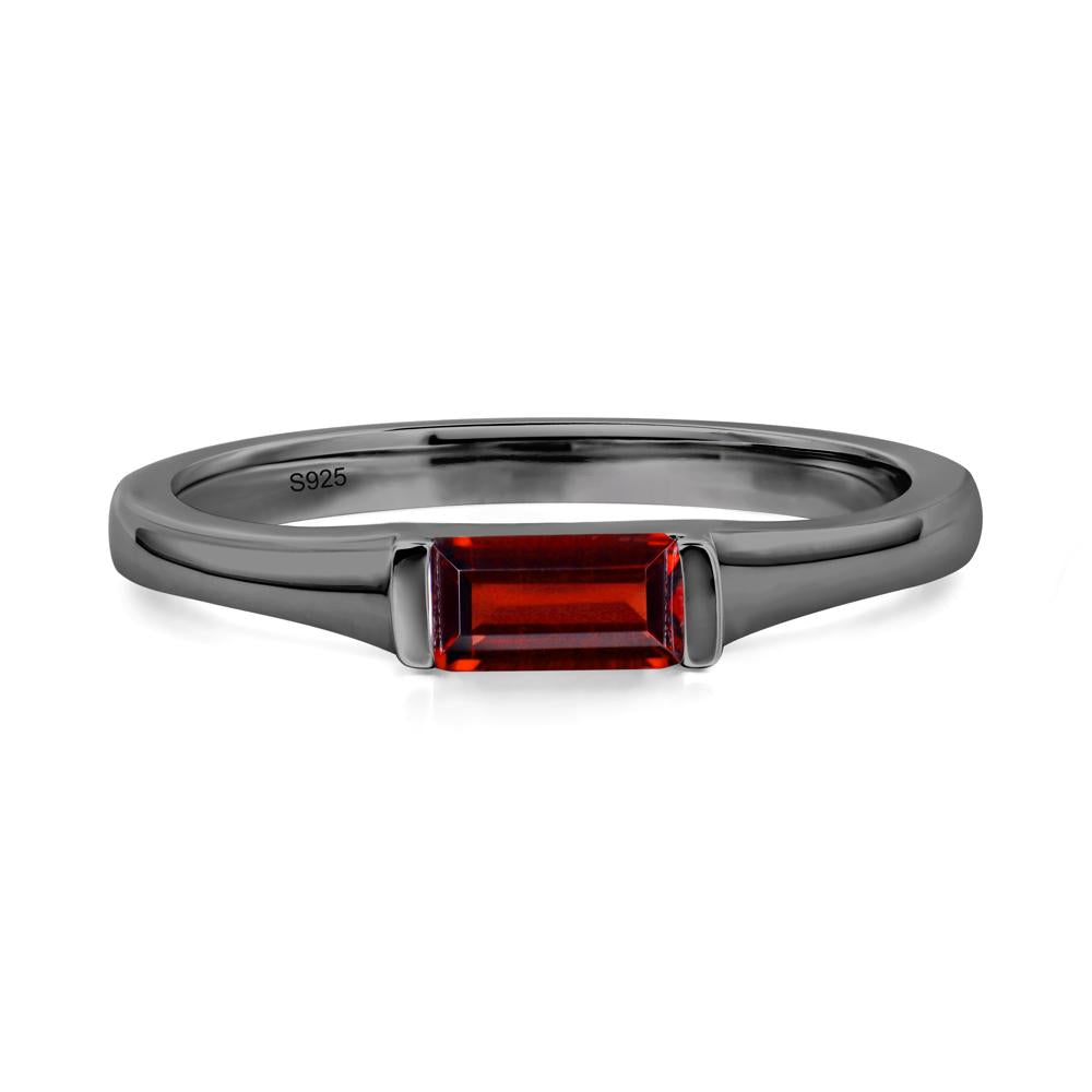 Garnet Band Ring East West Baguette Ring - LUO Jewelry #metal_black finish sterling silver