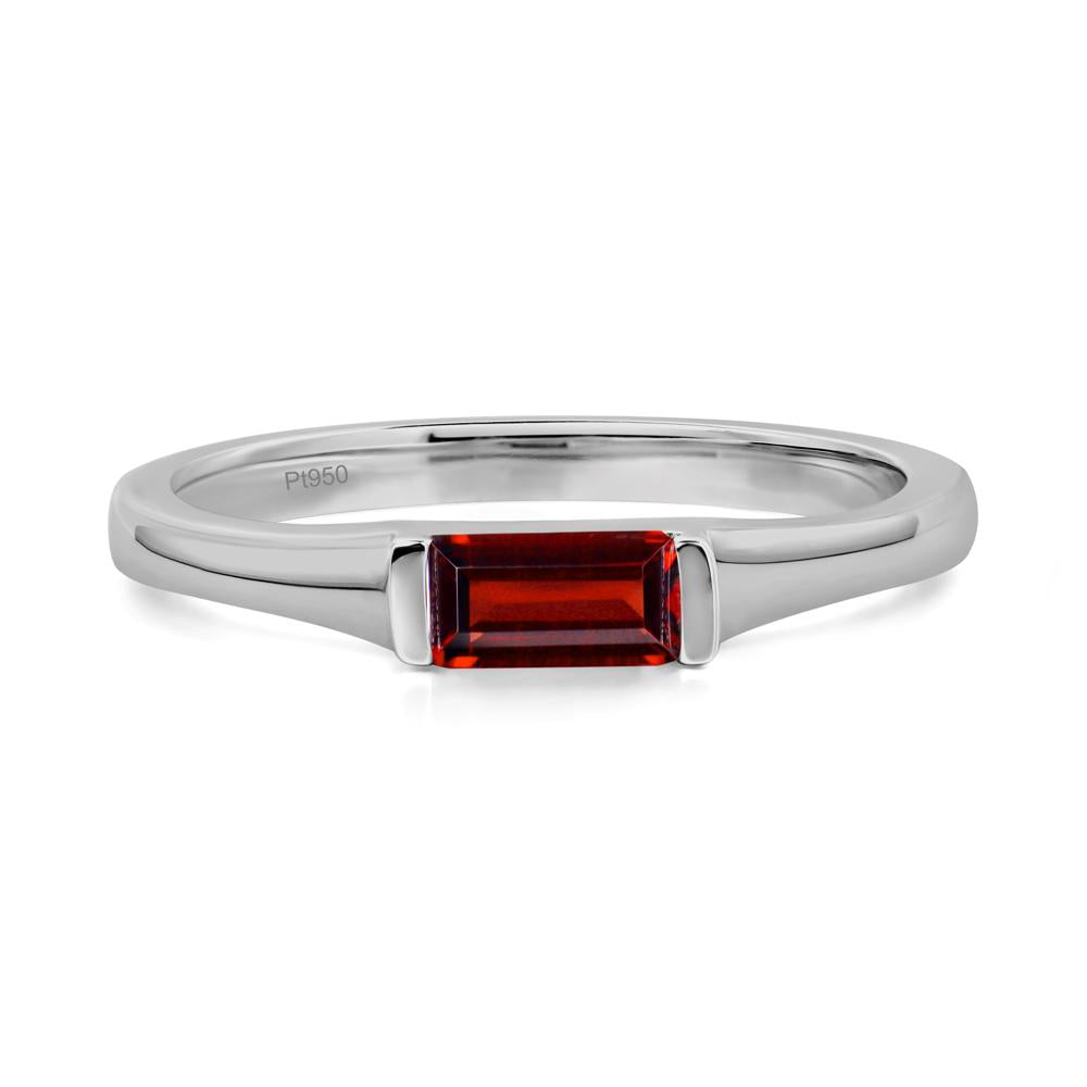 Garnet Band Ring East West Baguette Ring - LUO Jewelry #metal_platinum
