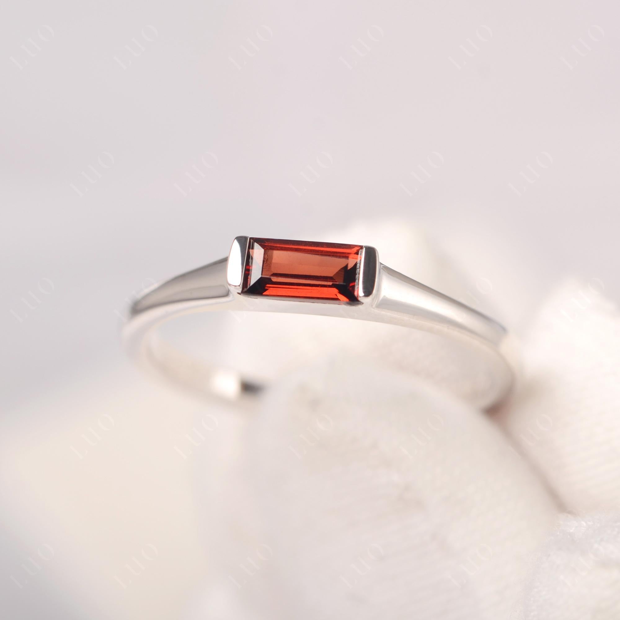 Garnet Band Ring East West Baguette Ring - LUO Jewelry