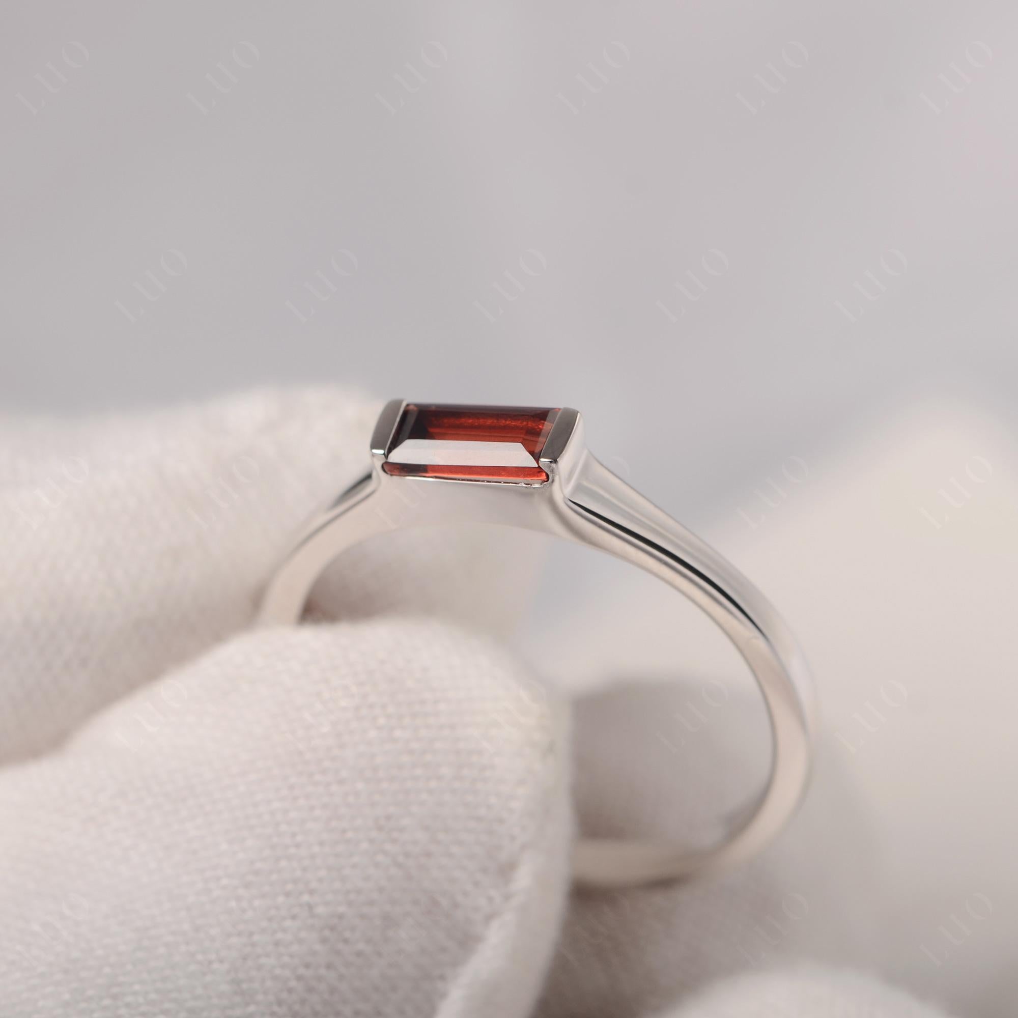 Garnet Band Ring East West Baguette Ring - LUO Jewelry