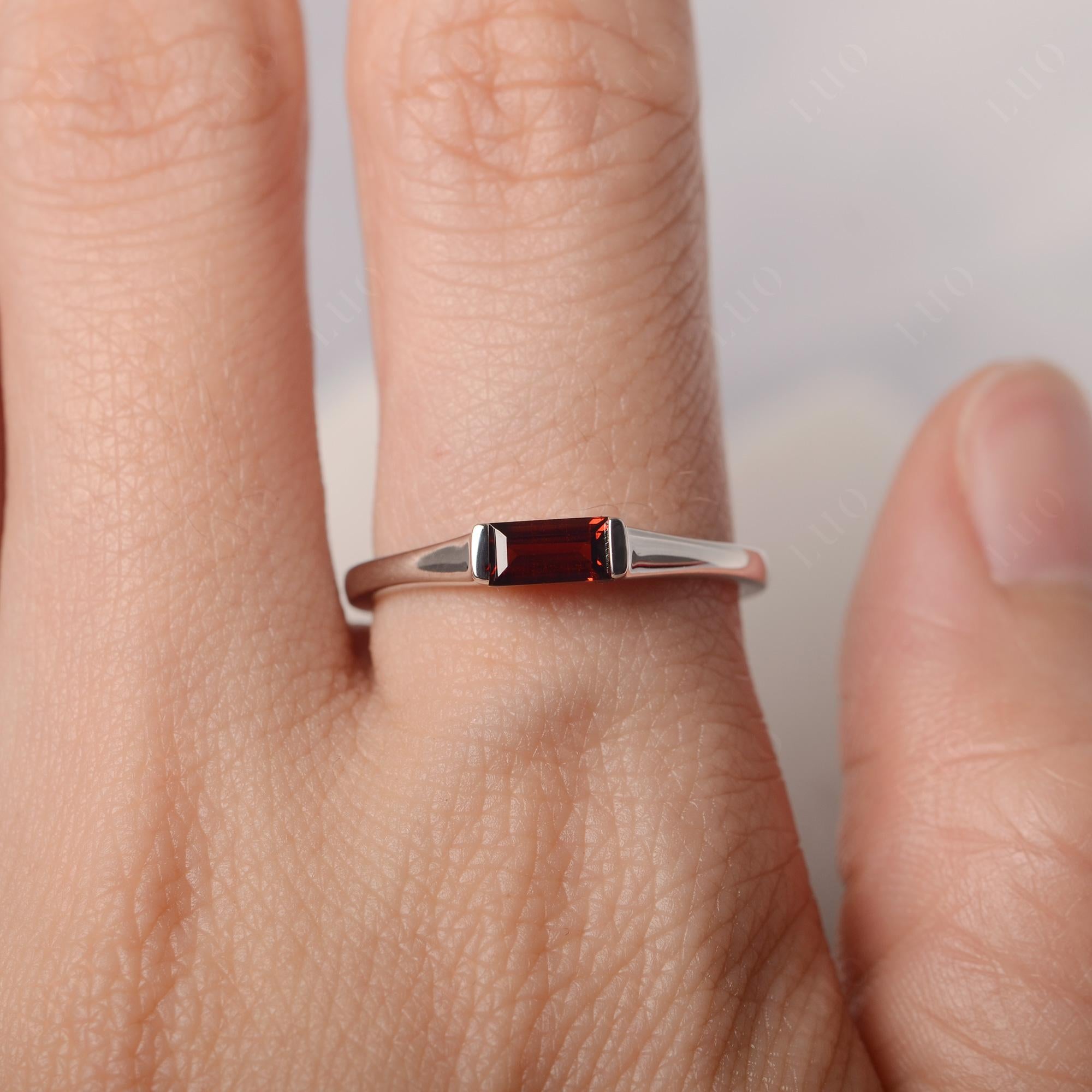 Garnet Band Ring East West Baguette Ring - LUO Jewelry