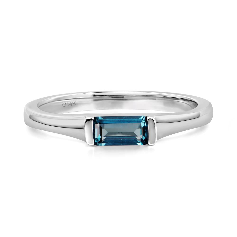 London Blue Topaz Band Ring East West Baguette Ring - LUO Jewelry #metal_14k white gold