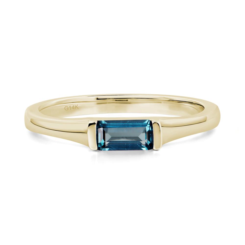 London Blue Topaz Band Ring East West Baguette Ring - LUO Jewelry #metal_14k yellow gold