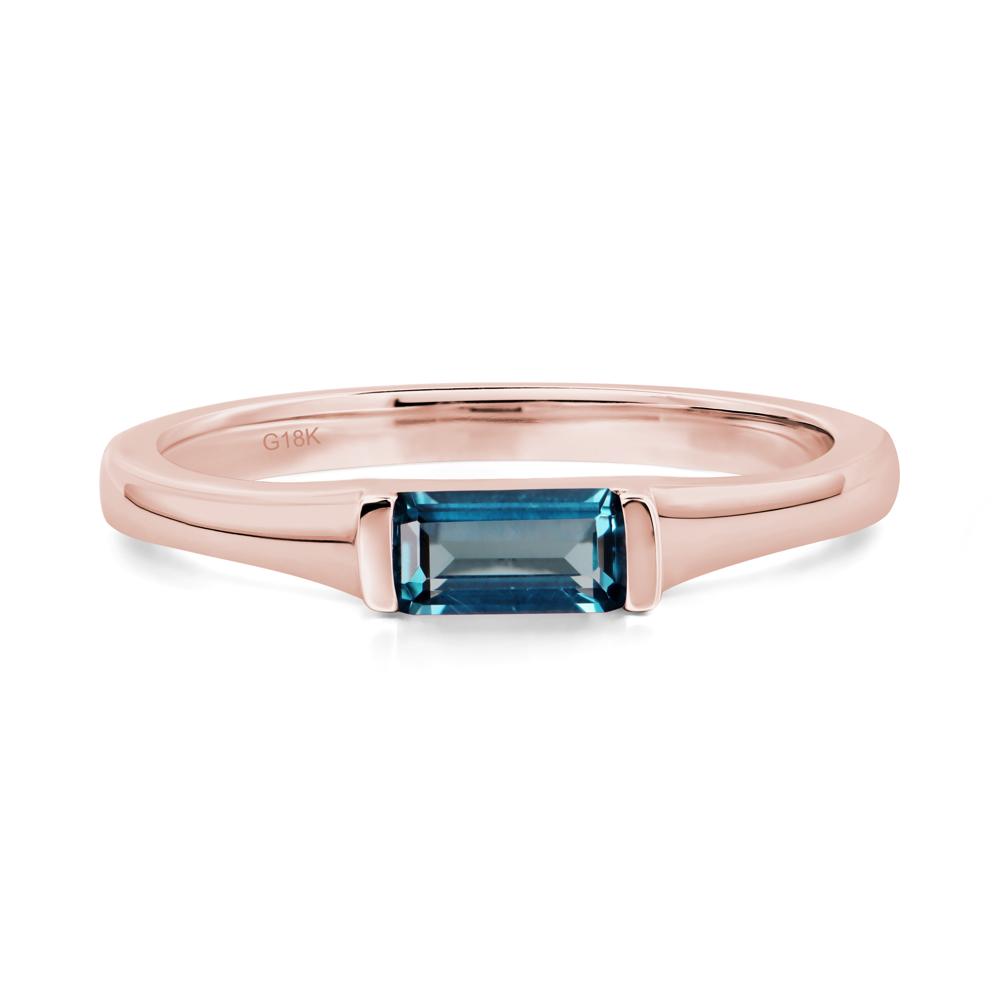 London Blue Topaz Band Ring East West Baguette Ring - LUO Jewelry #metal_18k rose gold