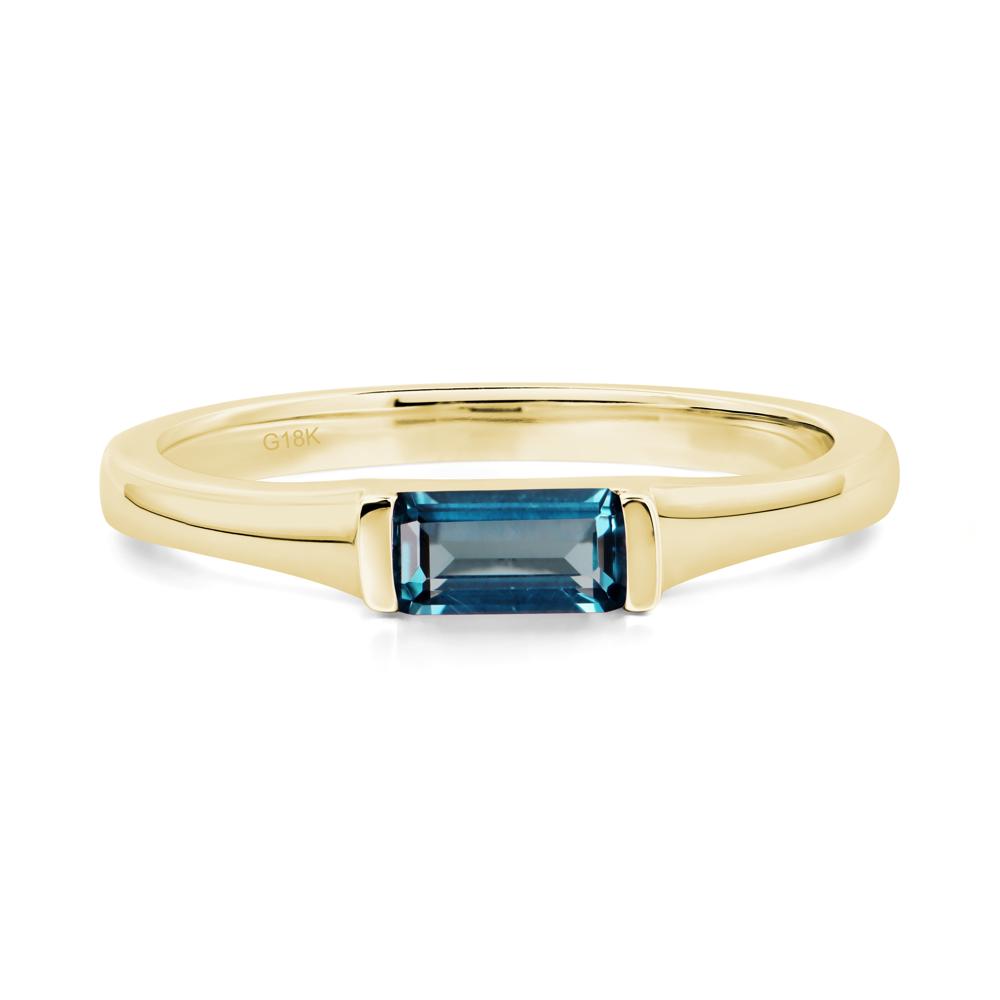 London Blue Topaz Band Ring East West Baguette Ring - LUO Jewelry #metal_18k yellow gold