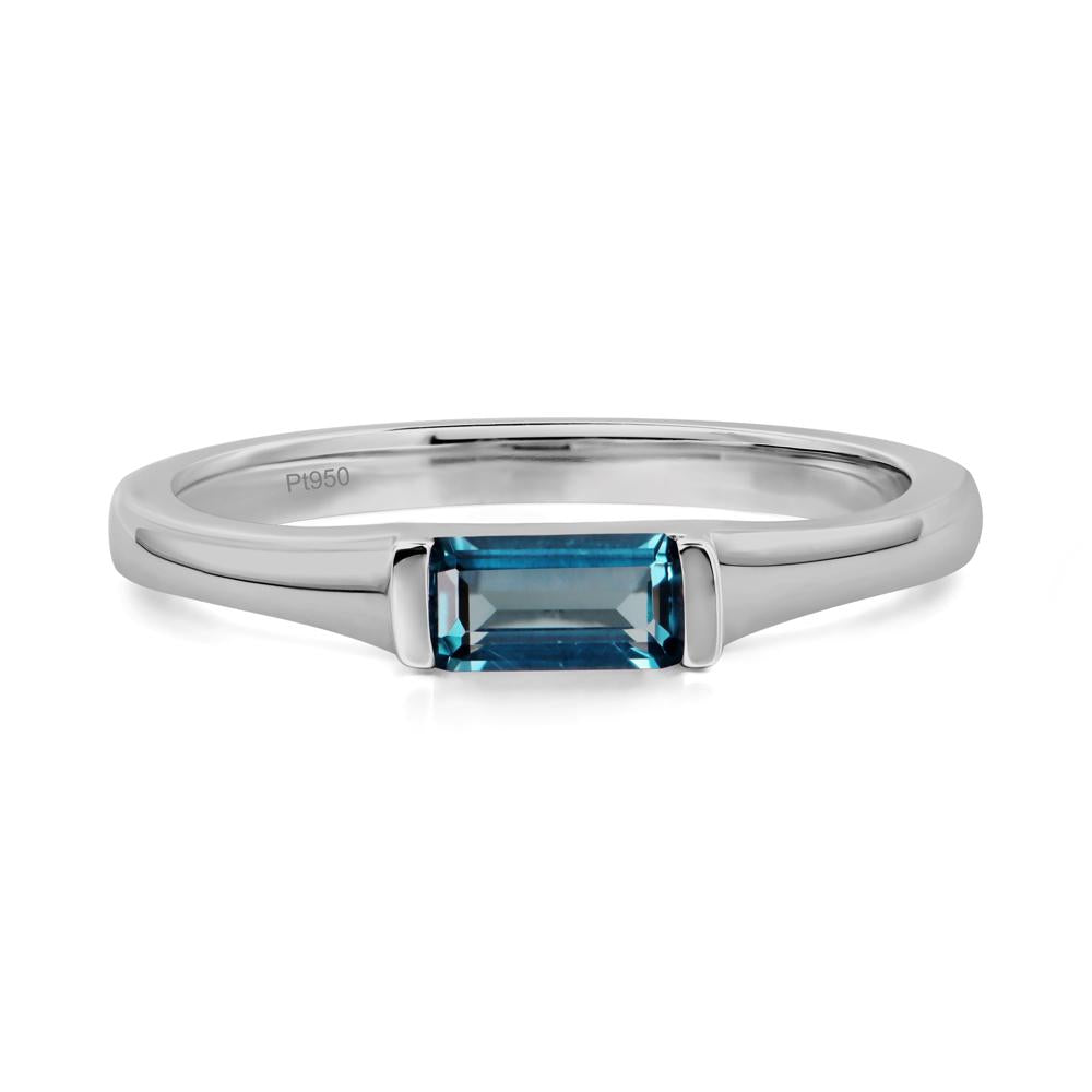 London Blue Topaz Band Ring East West Baguette Ring - LUO Jewelry #metal_platinum