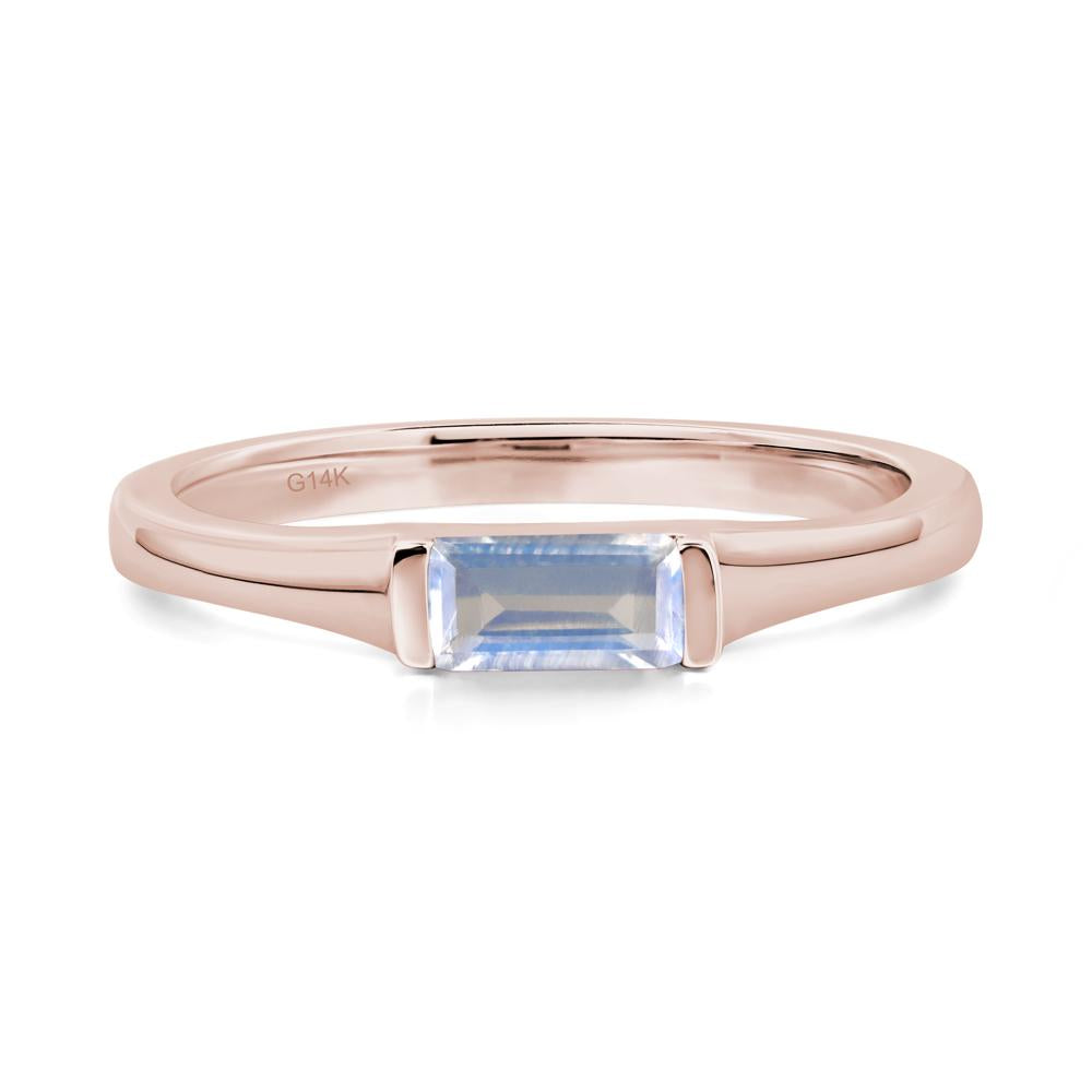 Moonstone Band Ring East West Baguette Ring - LUO Jewelry #metal_14k rose gold