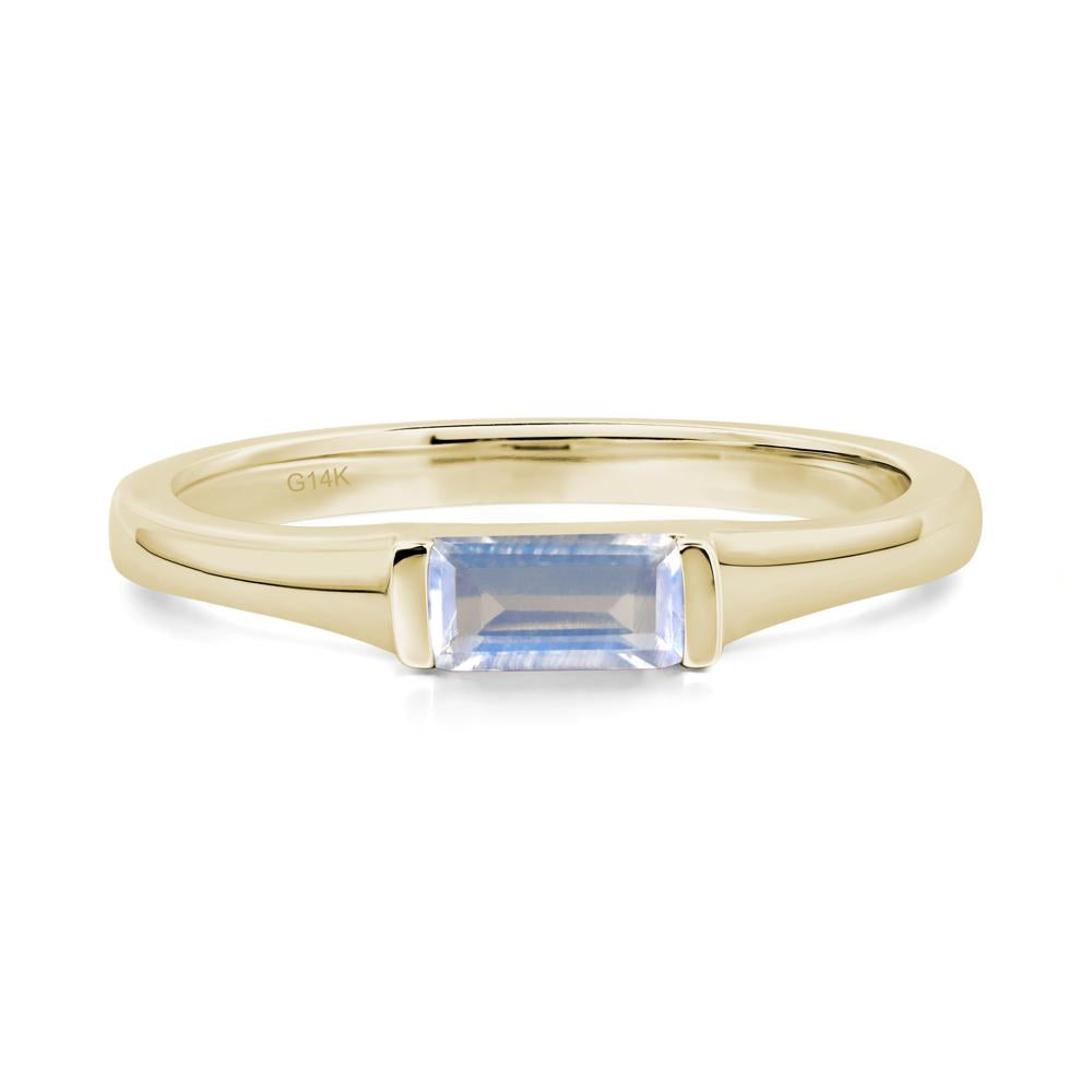 Moonstone Band Ring East West Baguette Ring - LUO Jewelry #metal_14k yellow gold