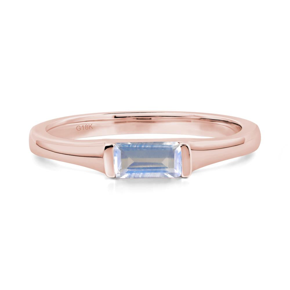Moonstone Band Ring East West Baguette Ring - LUO Jewelry #metal_18k rose gold