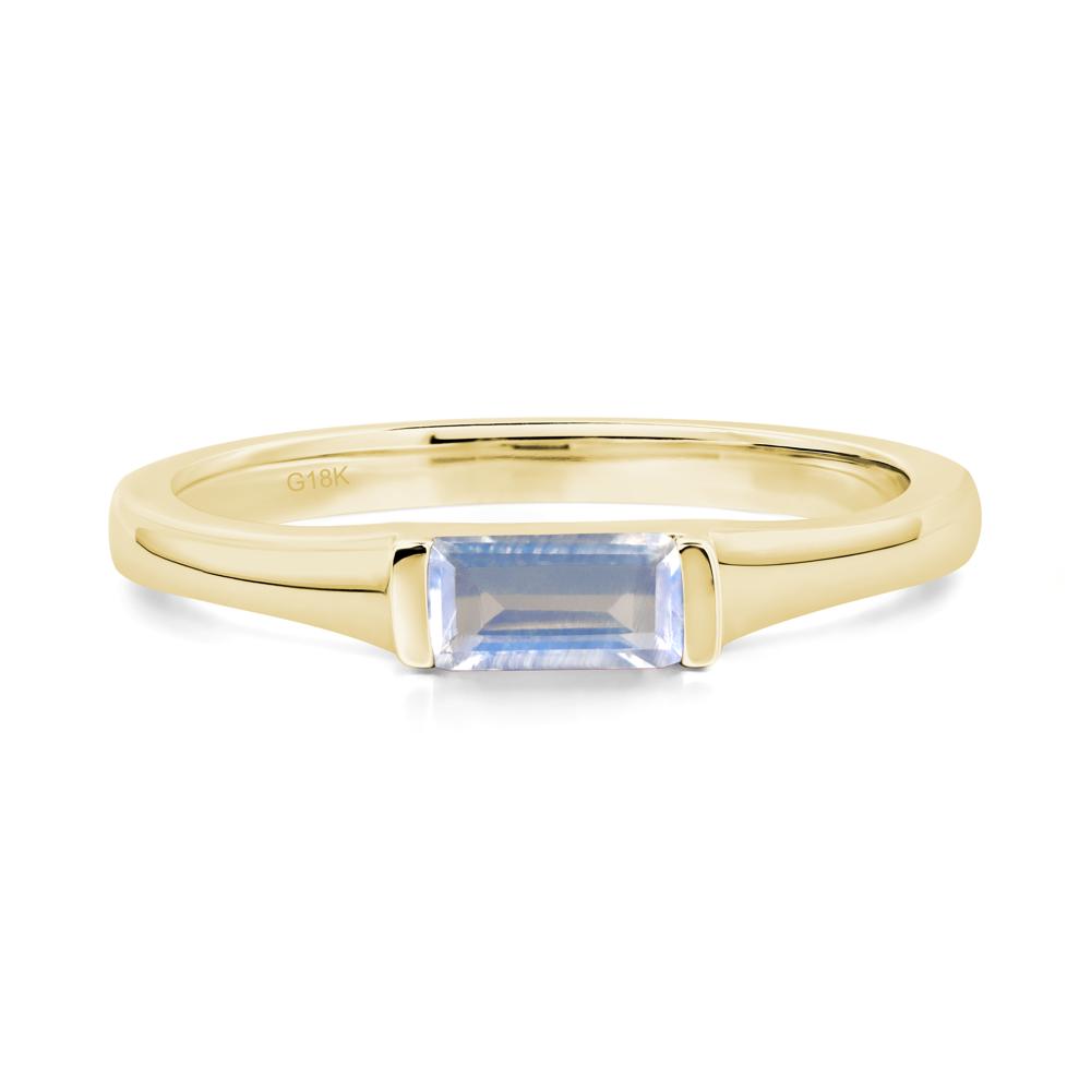 Moonstone Band Ring East West Baguette Ring - LUO Jewelry #metal_18k yellow gold