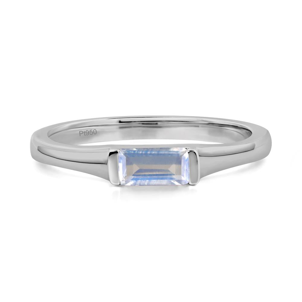 Moonstone Band Ring East West Baguette Ring - LUO Jewelry #metal_platinum