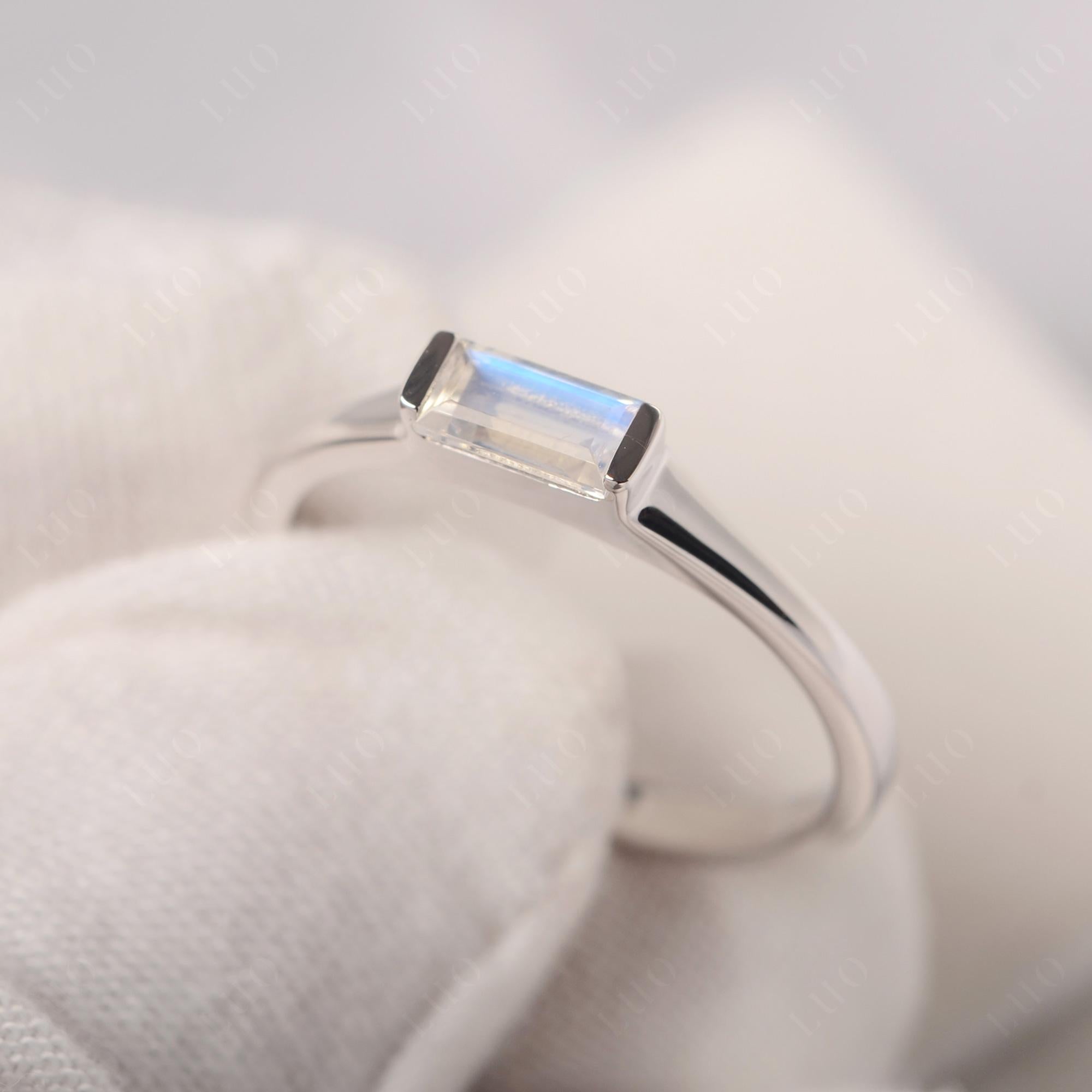 Moonstone Band Ring East West Baguette Ring - LUO Jewelry