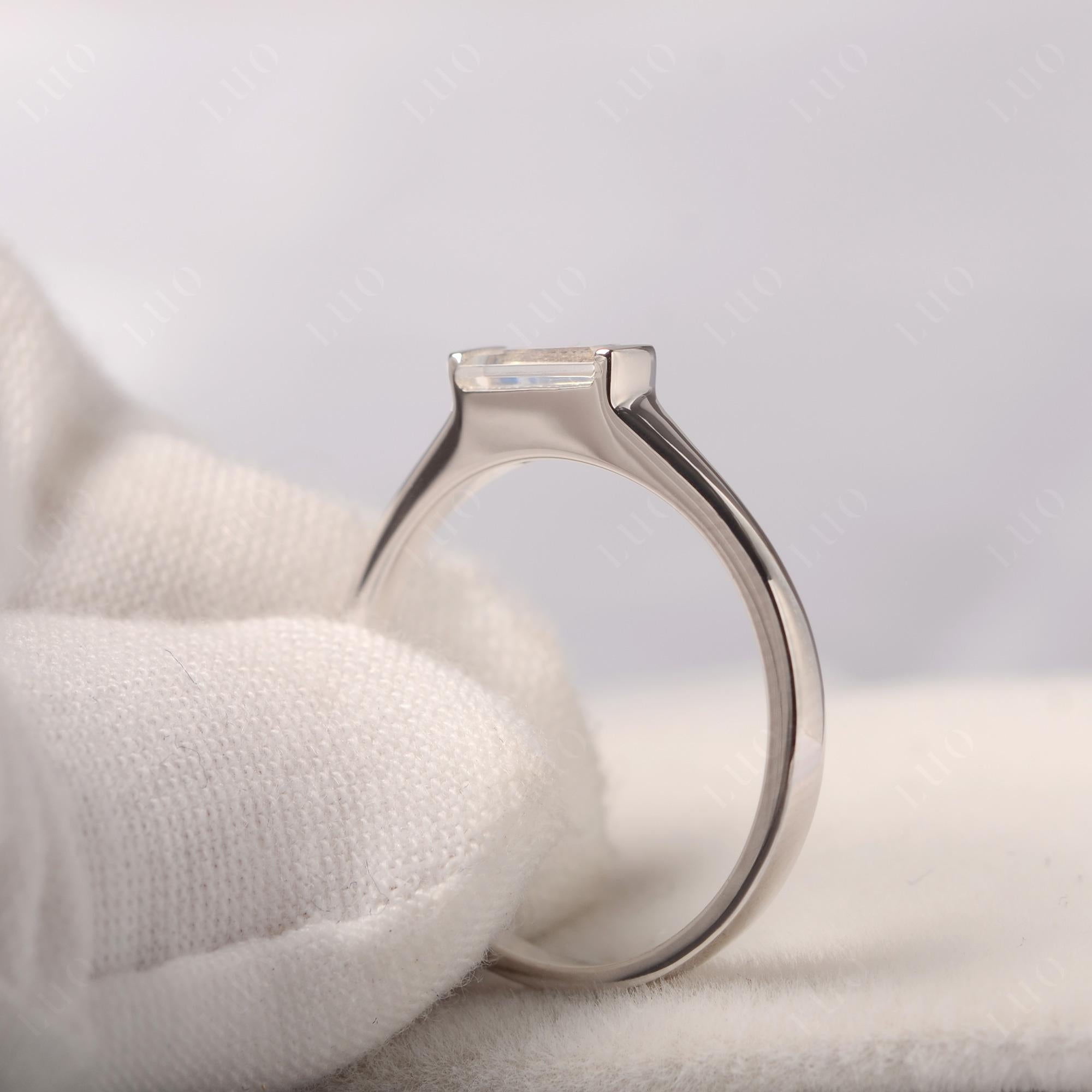 Moonstone Band Ring East West Baguette Ring - LUO Jewelry