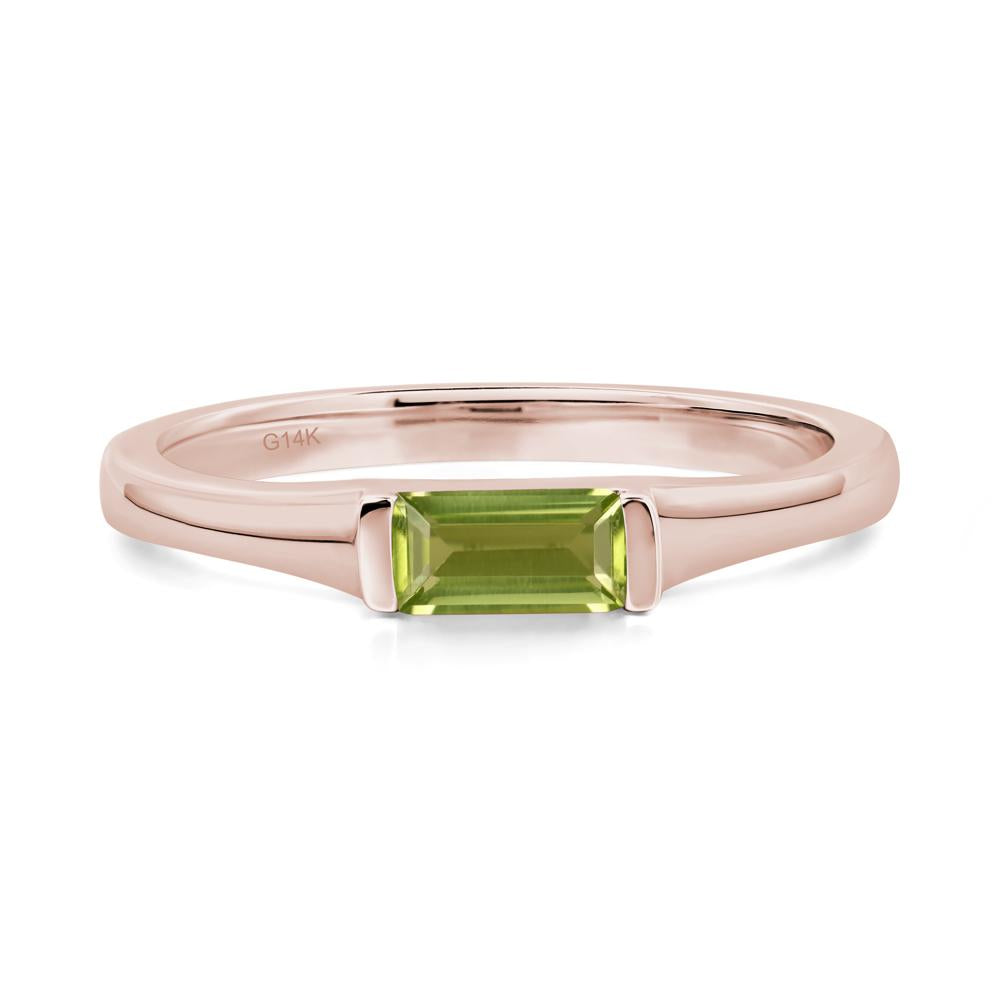 Peridot Band Ring East West Baguette Ring - LUO Jewelry #metal_14k rose gold