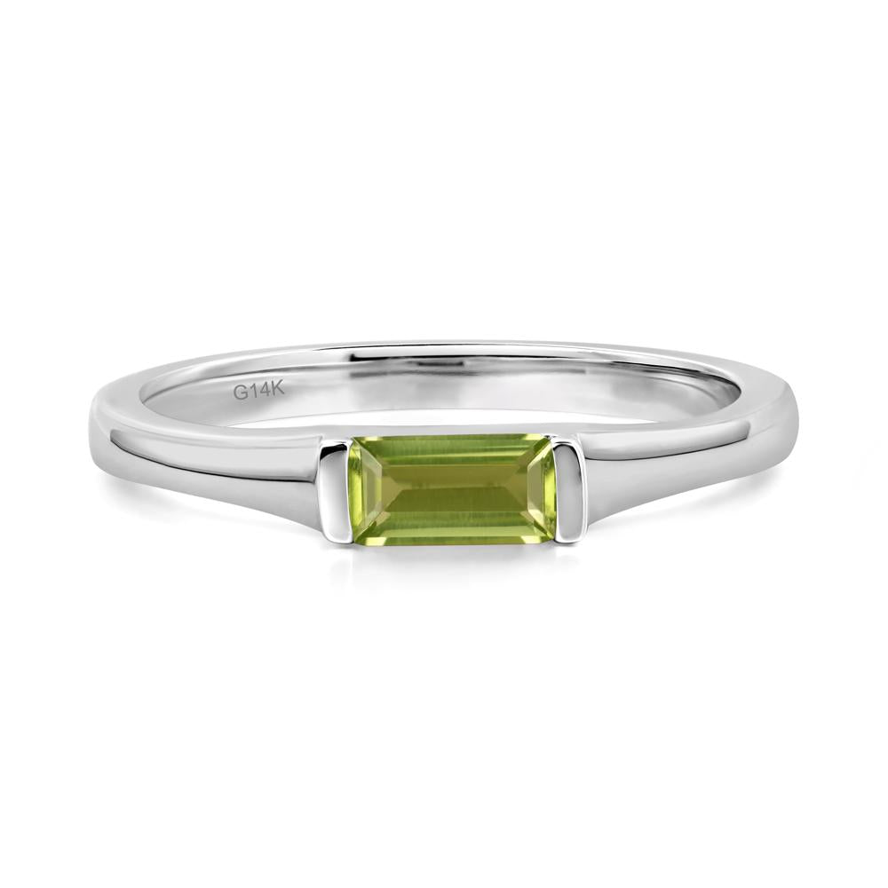 Peridot Band Ring East West Baguette Ring - LUO Jewelry #metal_14k white gold