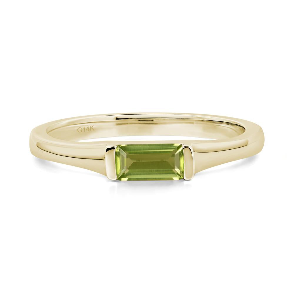 Peridot Band Ring East West Baguette Ring - LUO Jewelry #metal_14k yellow gold