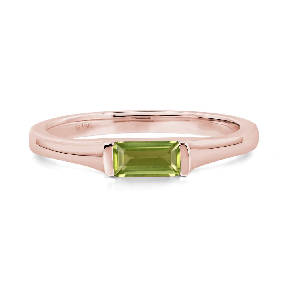 Peridot Band Ring East West Baguette Ring - LUO Jewelry #metal_18k rose gold