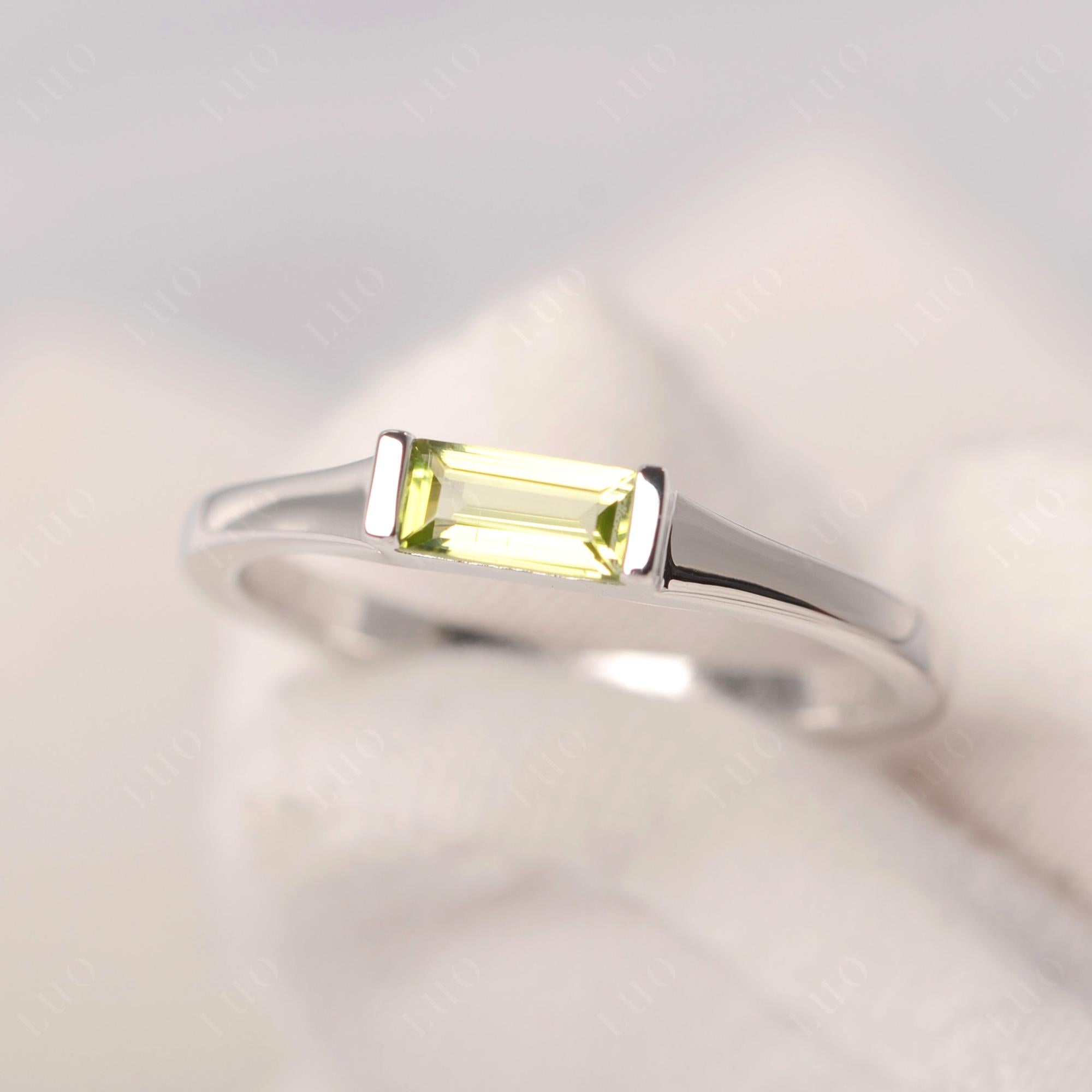 Peridot Band Ring East West Baguette Ring - LUO Jewelry