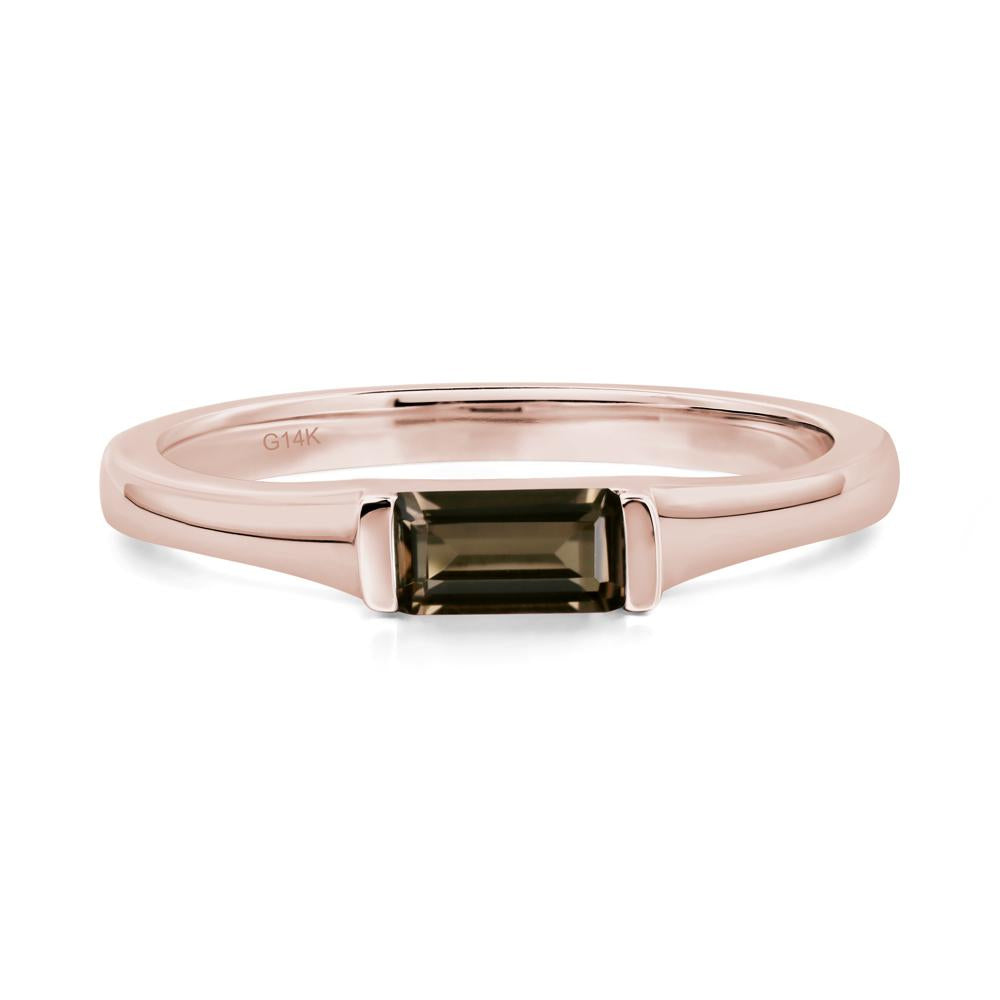 Smoky Quartz Band Ring East West Baguette Ring - LUO Jewelry #metal_14k rose gold