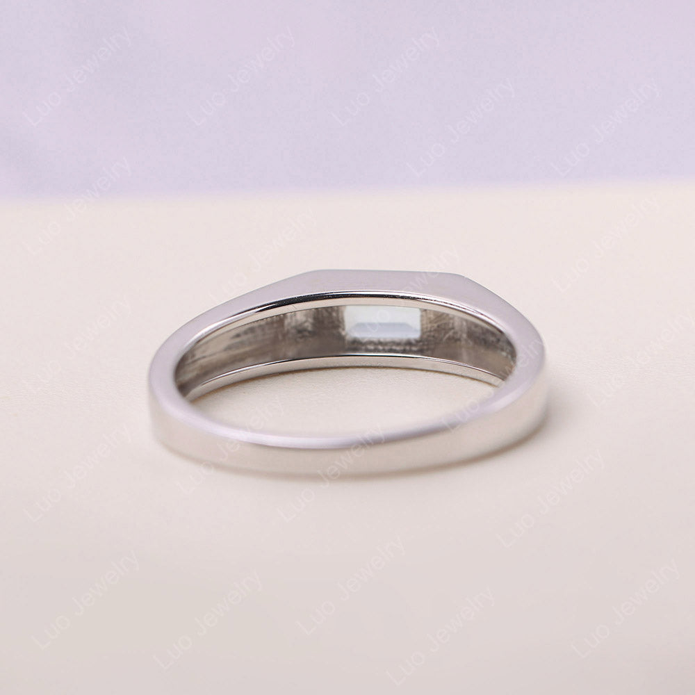 Aquamarine Bezel Baguette Engagement Ring