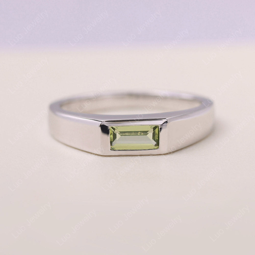 Peridot Bezel Baguette Engagement Ring