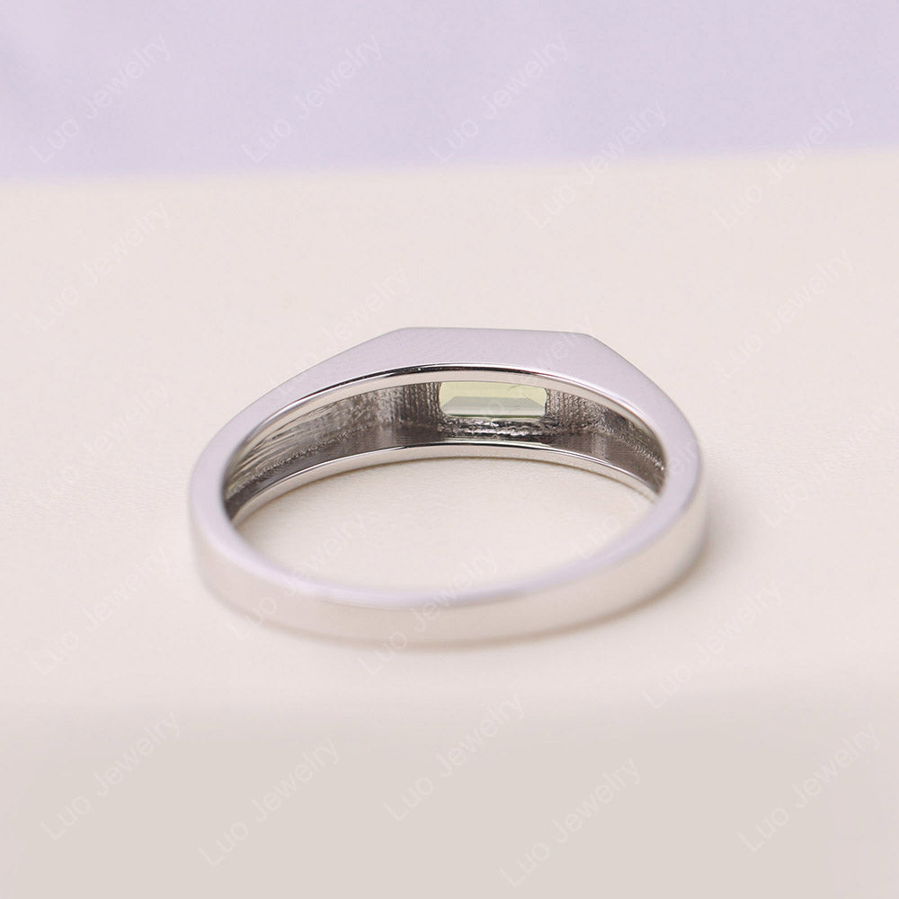 Peridot Bezel Baguette Engagement Ring
