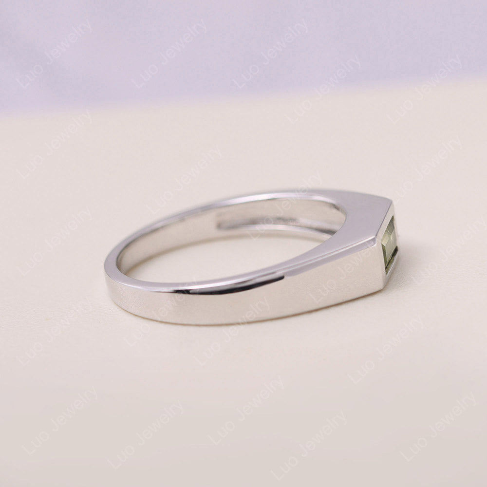 Peridot Bezel Baguette Engagement Ring