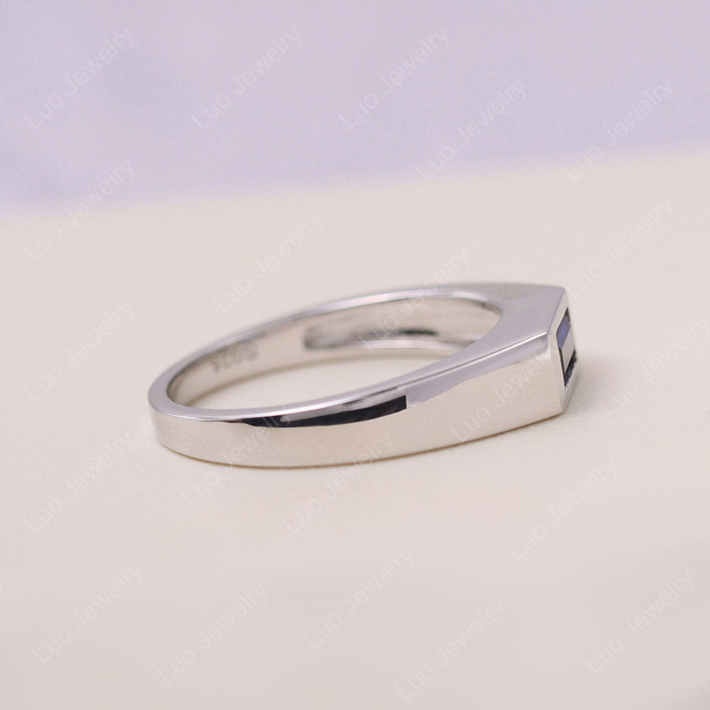 Sapphire Bezel Baguette Engagement Ring