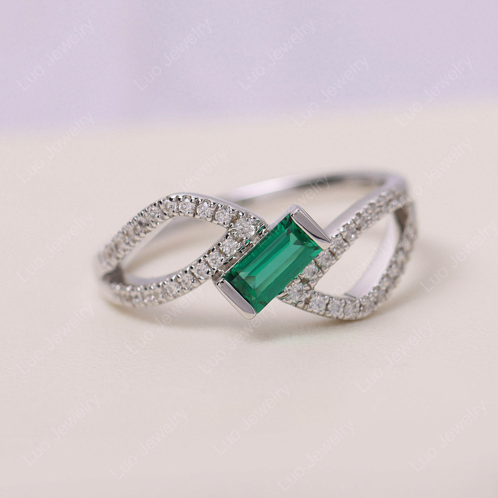 Emerald Bypass Baguette Ring